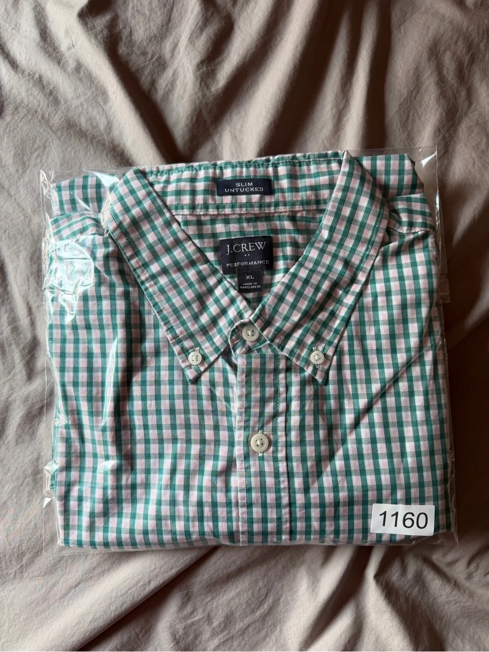 J. Crew Slim Untucked Performance Mens Shirt Size XL Checkered Long Sleeve
